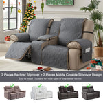 couvre siège fauteuil inclinable gris beige texture géométrique moderne bandes ajustables poche pratique