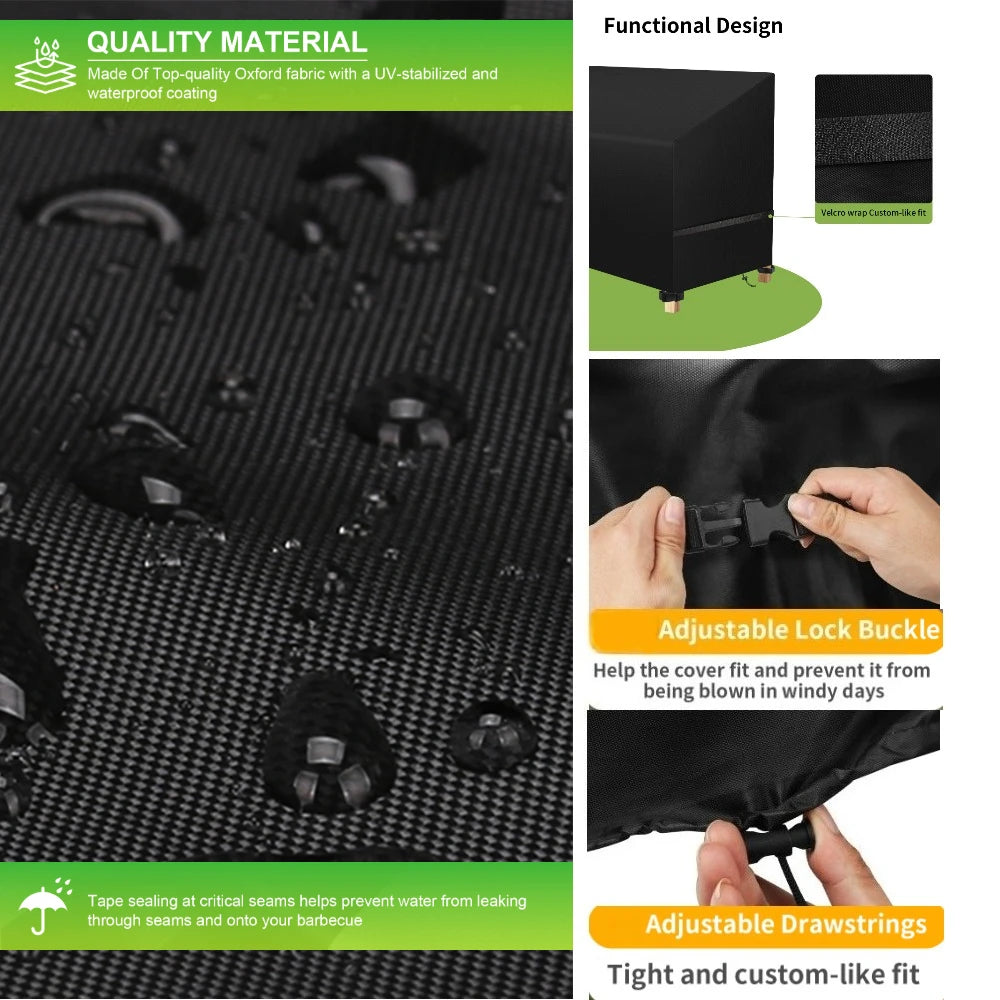 housse meubles extérieurs polyester imperméable noire moderne élastiques ajustables rectangle lshape rond