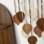 décoration murale macramé feuilles vertes tissage boho crochet artisanal chambre salon