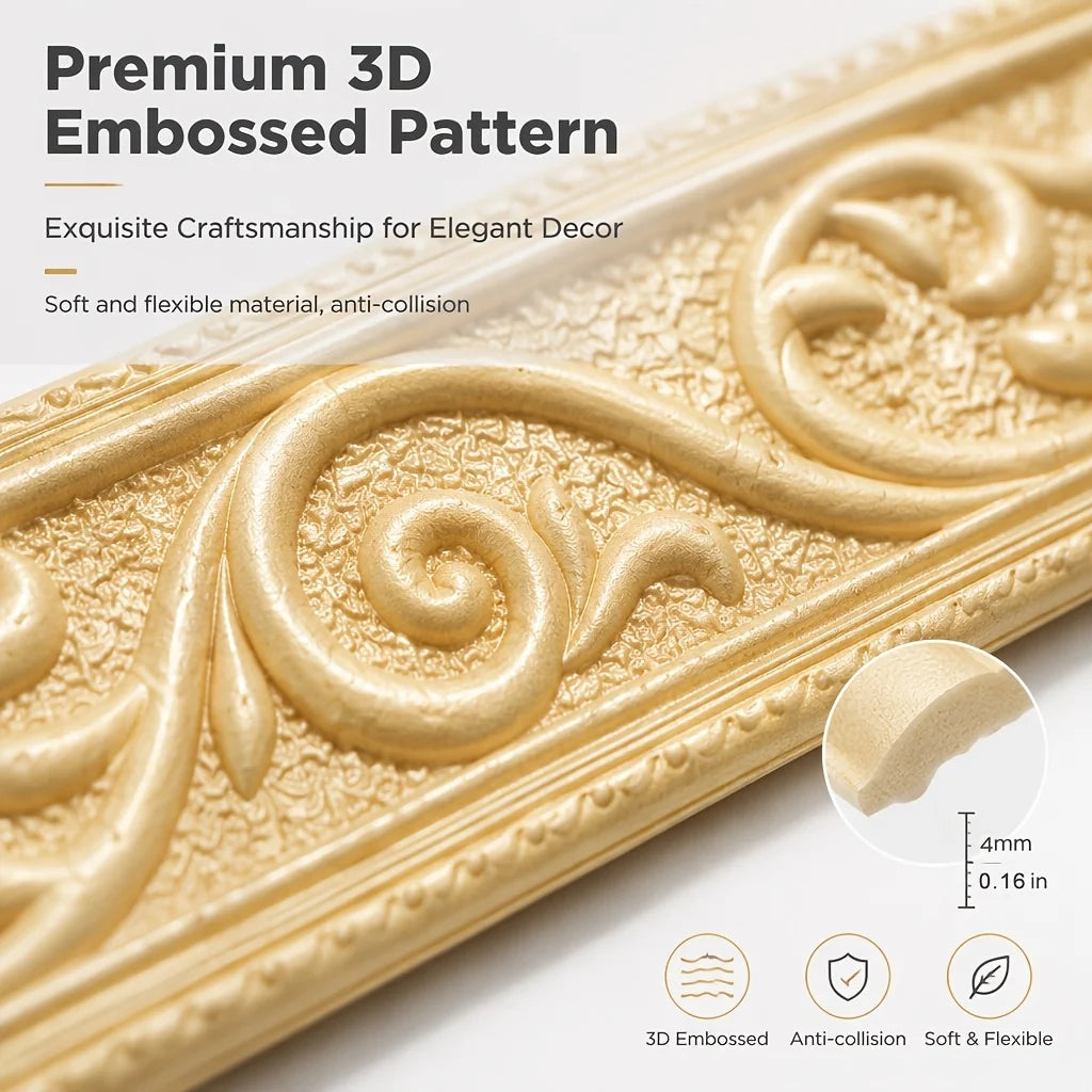 bordure murale autoadhésive 3d argent beige doré cuivre doré motifs floraux élégants décoration mur