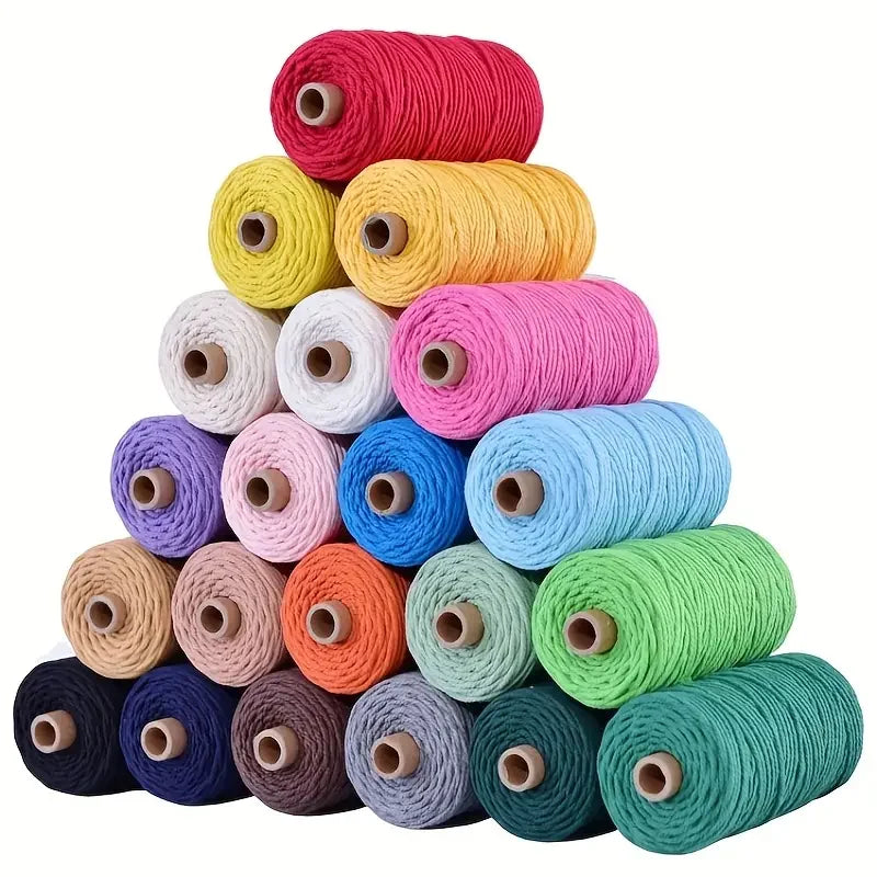 fil macramé coton multicolore artisanal 20m texture tissée bohème decoration vêtement textile maison couture