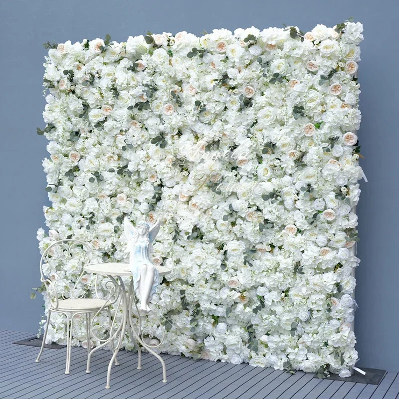 décoration murale fleurs artificielles blanc vert extérieure intérieure événement mariage anniversaire