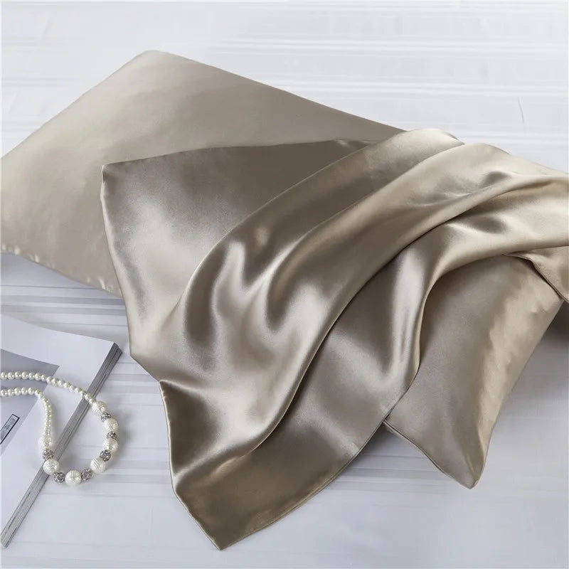 taie d'oreiller soie naturelle satinée lit décorative moderne luxe couleur beige blanc