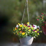 Pots suspendus fleurs plastique pp rayures bois gris marron moderne rustique okolets métalliques