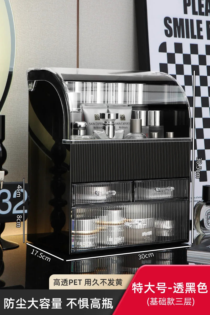 boîte rangement cosmétique noir rayures verticales moderne réutilisable plastique
