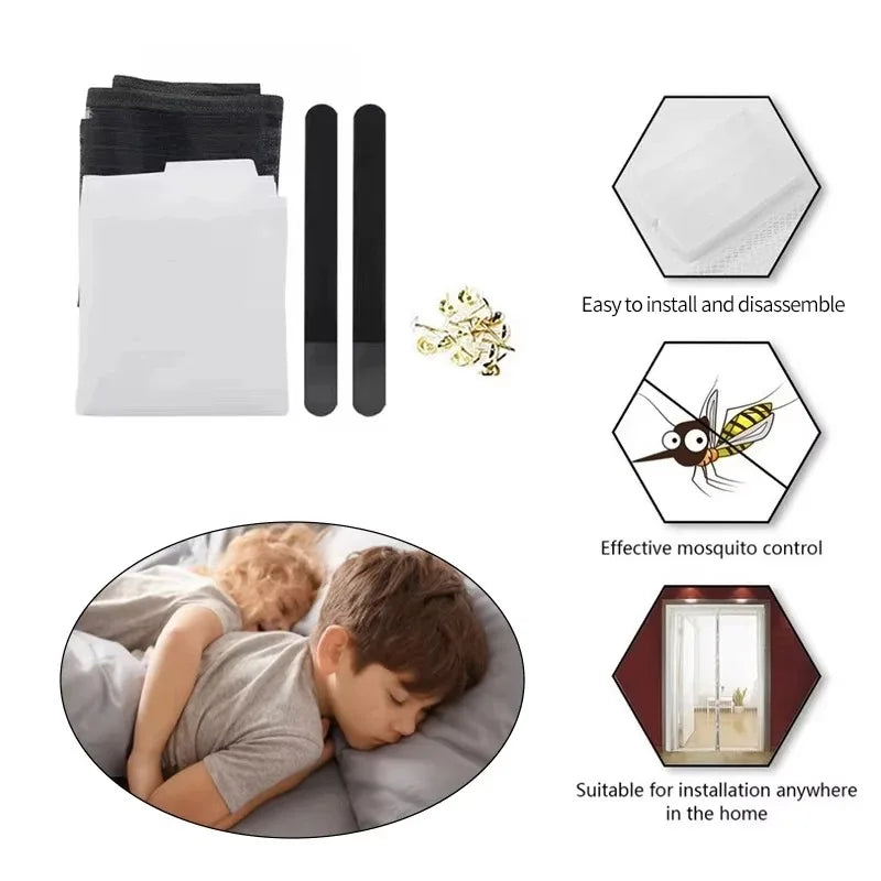 rideau porte magnétique noir blanc maille dense protection anti moustiques sans trous silencieux moderne