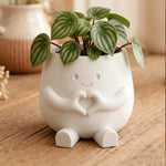 pot fleurs blanc forme mains cœur plante verte motif rayé décoration moderne intérieur extérieur