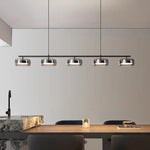 suspension lumineuse moderne noir transparent plafonnier nordique têtes 90cm suspendre inoxydable