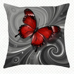 taies d'oreiller imprimées papillons fleurs rouge gris lit maison hospitalière polyester peachskin decoration chambre