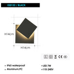 lampe murale led moderne noire ip65 rectangulaire mat 14cm 14cm fixée