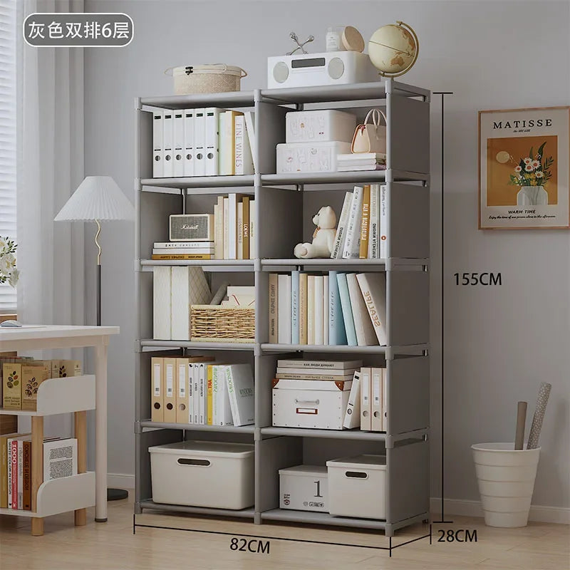 étagère modulaire multi niveaux assemblage facile moderne blanche gris boîtes rangement paniers osier fonctionnelle