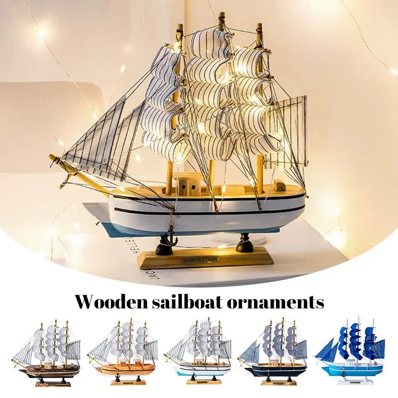bateau voile bois bleu blanc rayures classique décoration maison ornement anniversaire