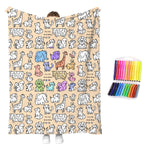 couverture colorier enfants motifs noël animaux crayons couleur texture douce moderne multicolore blanc gris