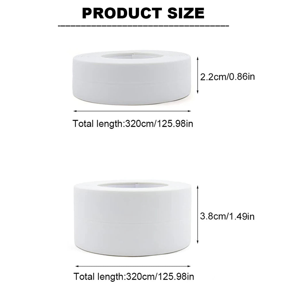 ruban joint autoadhésif pvc blanc imperméable salle bain cuisine toilette durable flexible installable