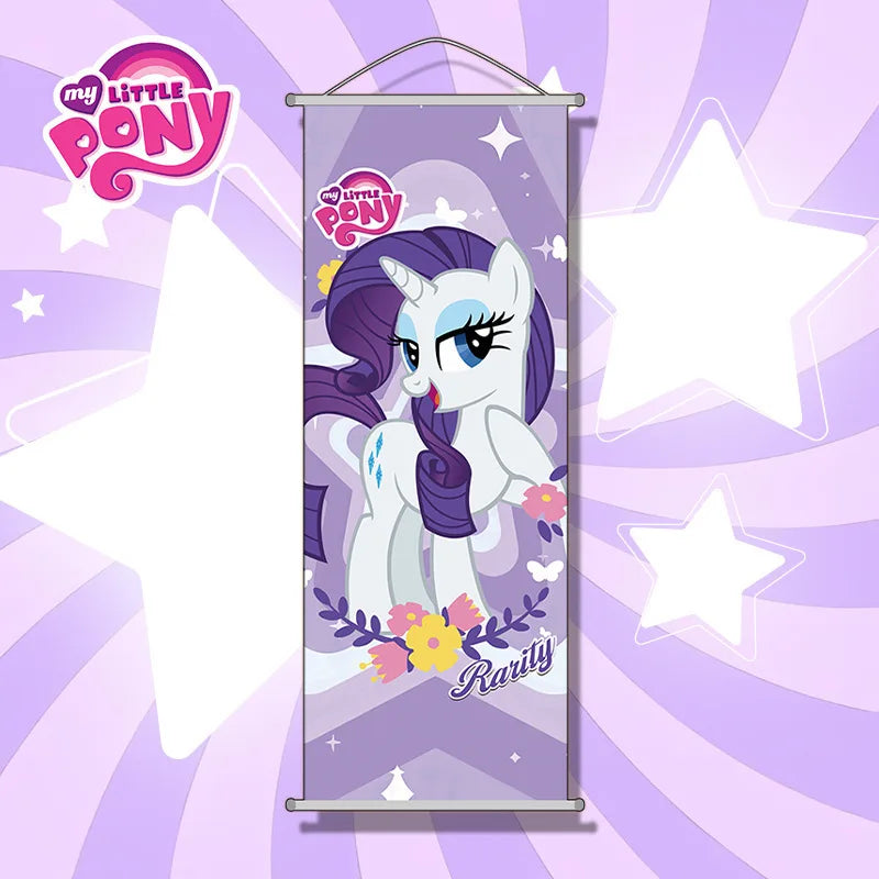 affiche bannière my little pony personnages floral violet blanc bleu rose chambre enfant decoration