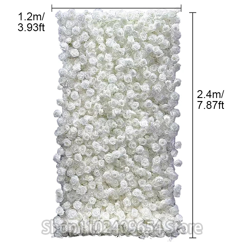 panneau floral decoratif blanc rouge fleurs artificielles toile fond mariage mur fleurs decoratif
