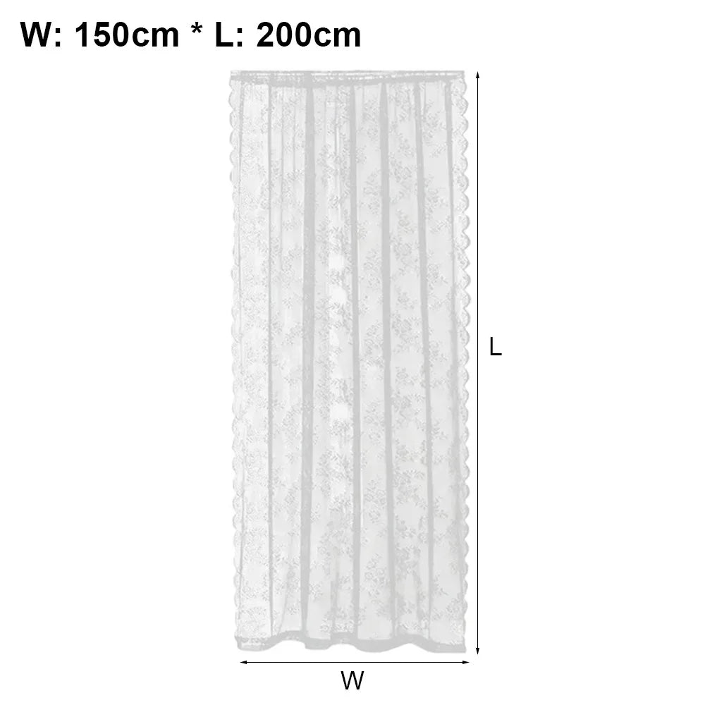 rideau dentelle florale transparent blanc romantique tringle 150x200cm 150x100cm 70x60cm decoration european americain