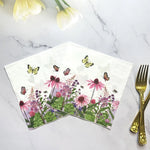serviettes papier multicolores fleurs papillons illustration mariage anniversaire décoration table thé