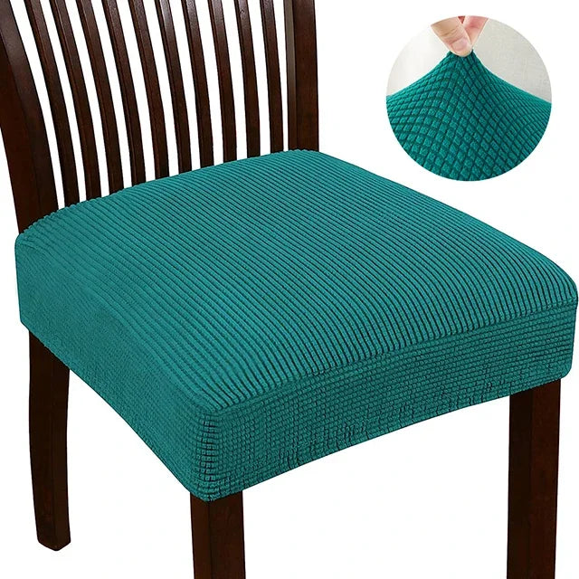 Housse chaise moderne polyester bleu rayures horizontales élastique lavable 30°C