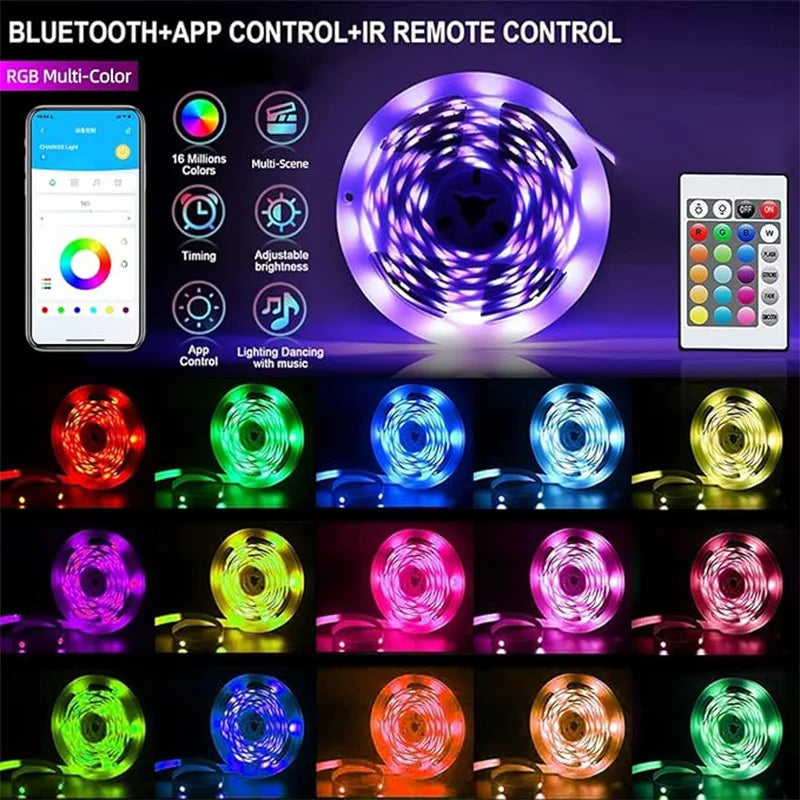 ruban led rgb multicolore moderne synchronisation musicale télécommande app bluetooth adaptable