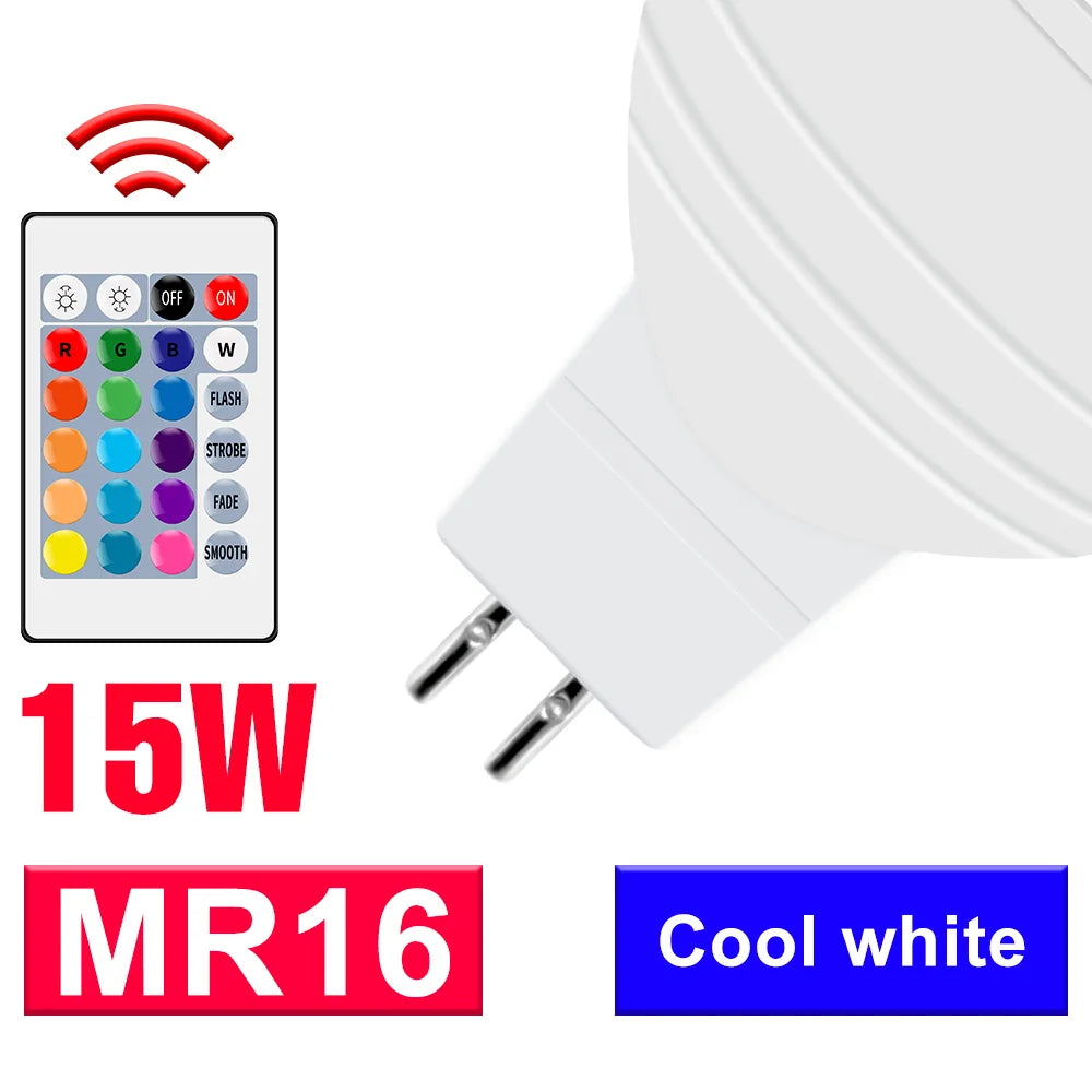 ampoules led 15w e27 e14 gu10 mr16 blanc froid chaud télécommande transparent milky modernes