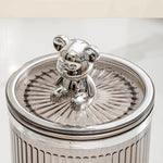 organisateur pot coton tige transparent vert gris moderne élégant rayures vertical