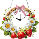 horloge suspendue 2d fleurs oiseaux motifs géométriques blanc multicolore métal chaines
