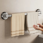 porte serviettes mural gris lisse ventouse acier laqué moderne salle bain non perforant simple