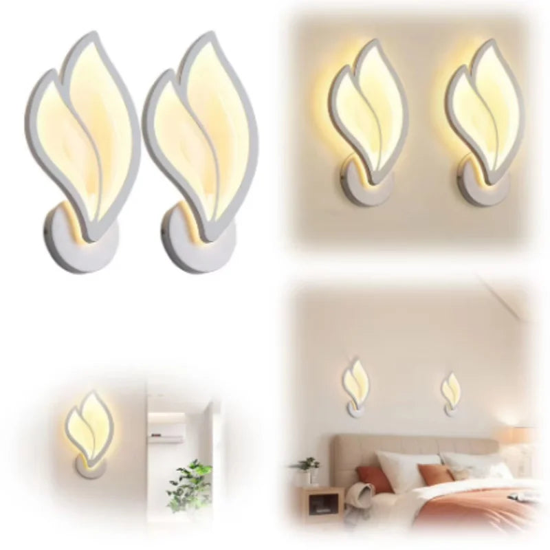 applique murale moderne led blanc feuille stylisée éclairage minimaliste chambre entrée cuisine salon