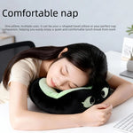 coussin voyage ergonomique forme noir vert clair texture veloutée moderne