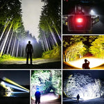 lampe frontale led rechargeable étanche ip65 noir multifonctionnelle randonnée camping course