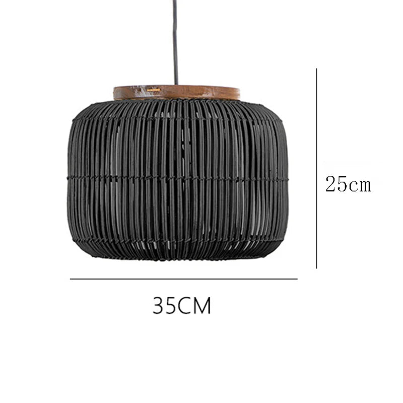 lampe suspendue rattan moderne ampoule filament noir beigeclair chambre salonhôtel