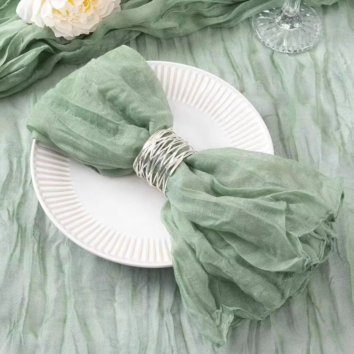 serviettes table pliées moderne vert bleu clair beige 20 pouces 20 pouces réutilisables texture