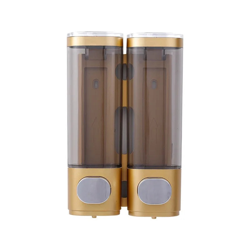 distributeur savon noir transparent moderne fixation murale bouton déclenchement lisse minimaliste