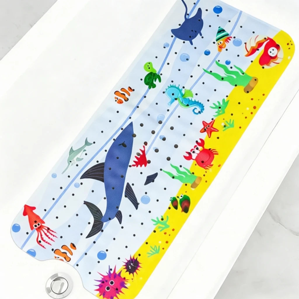 tapis baignoire enfant thème marin poissons coraux bulles ventouses salle bain sécurité antidérapant