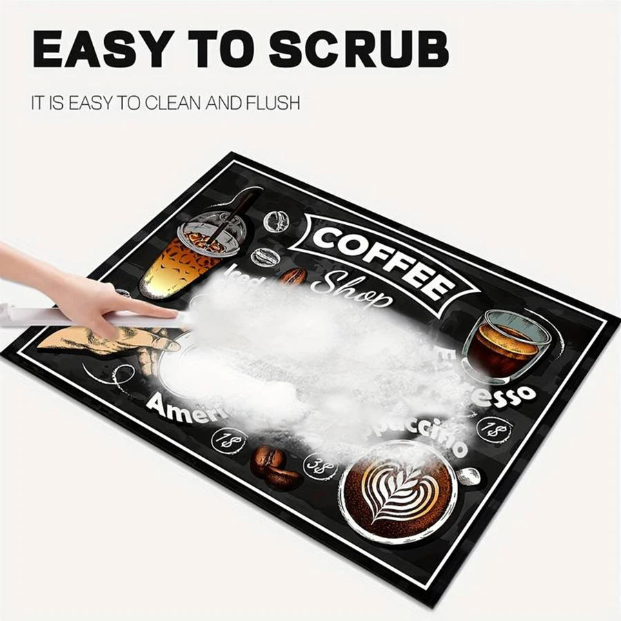 tapis moderne illustrations américano espresso noir cuisine rectangle absorbant rapide