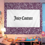 tapisserie murale décor chambre fleurs logo chien rose noir gris tissu coton polyester grande
