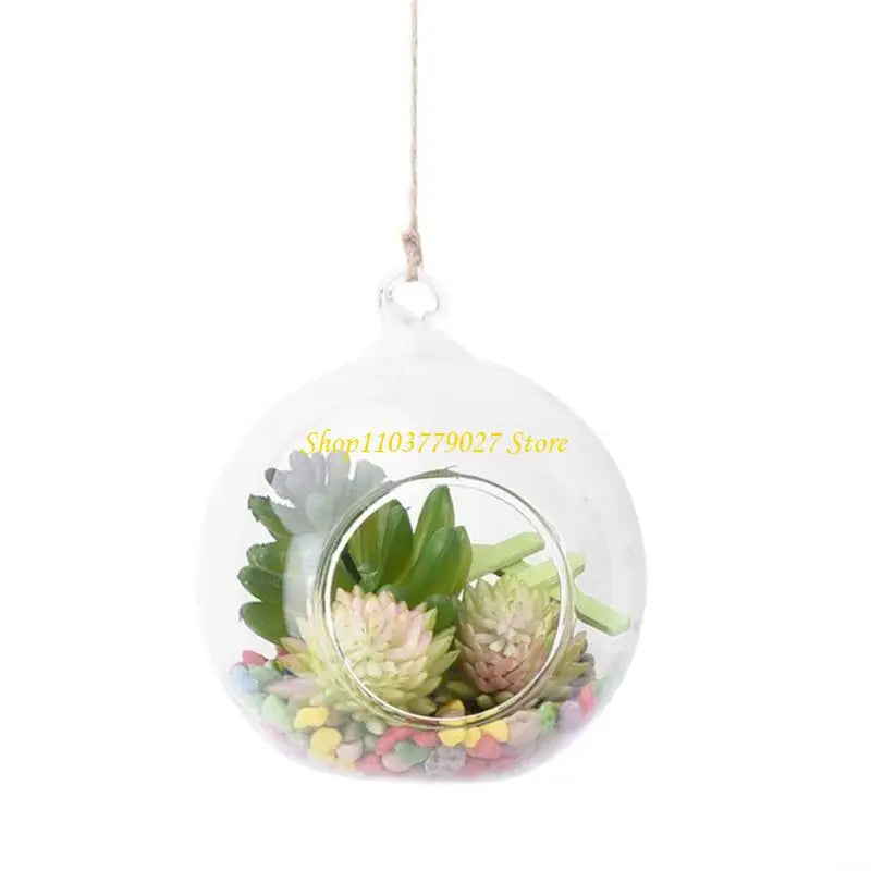 terrarium suspendu moderne végétation artificielle plante succulente gravier coloré 20cm 15cm 12cm 10cm 8cm