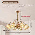 chandelier floral or rose led abat jours transparents têtes vintage