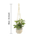 support plante suspendue macramé boho panier blanc noeuds réguliers artisanal pot fleuri
