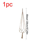 supports plante suspendue macramé boho tissé beige blanc pot fleurs chaines jardins
