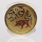 médailles zodiaque chinois animaux symboles yin yang decoration florale or rouge noire bleu verte
