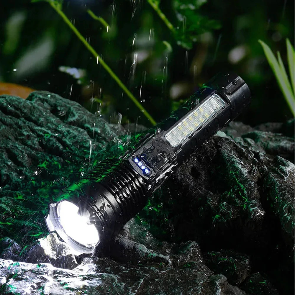 torches tactiques led rechargeables modes réglables cordon clip noir camping