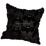 housse coussin halloween fantômes plush noir motif blanc texture veloutée respectueux environnement taie d'oreiller