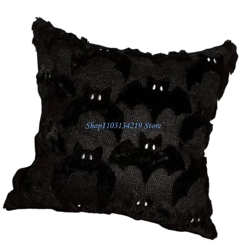 housse coussin halloween fantômes plush noir motif blanc texture veloutée respectueux environnement taie d'oreiller