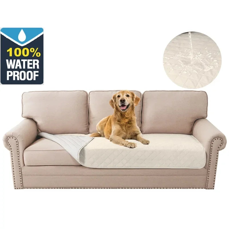 coussin protection canapé imperméable tissu microfibres beige clair quilté moderne lignes diagonales