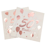 serviettes jetables anniversaire rose doré ballons étoiles motifs décoratifs fêtes adultes chiffres festive