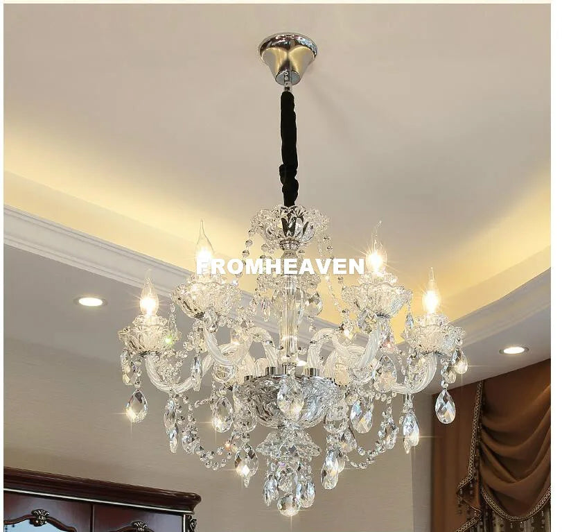 lustre cristal transparent classique suspension ornements décoratifs haute luminosité semi encastrée