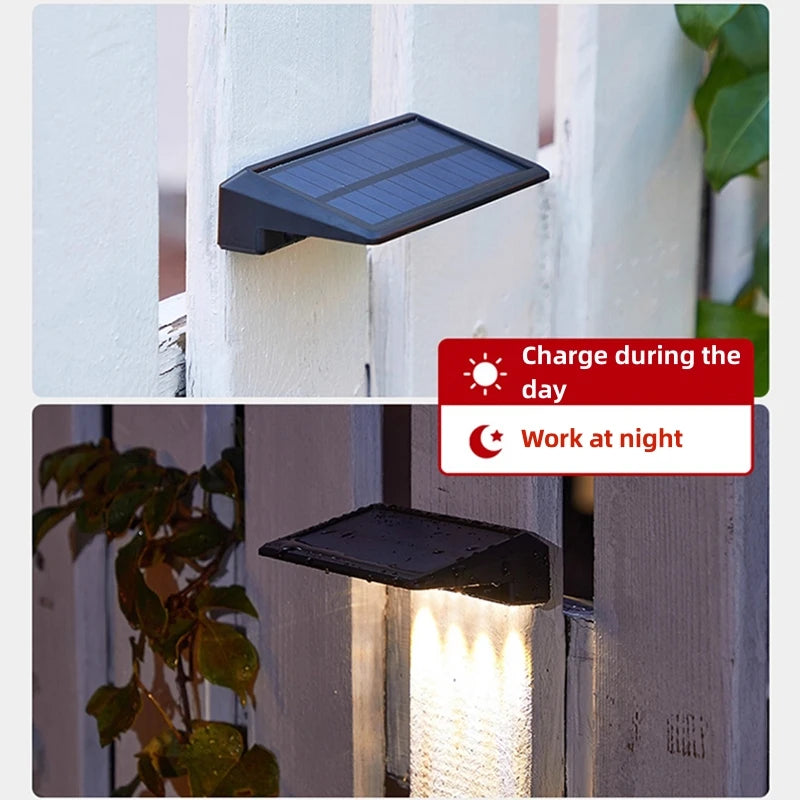 éclairage solaire moderne led panneaux bleus clips fixation autoinstallation jardin extérieur