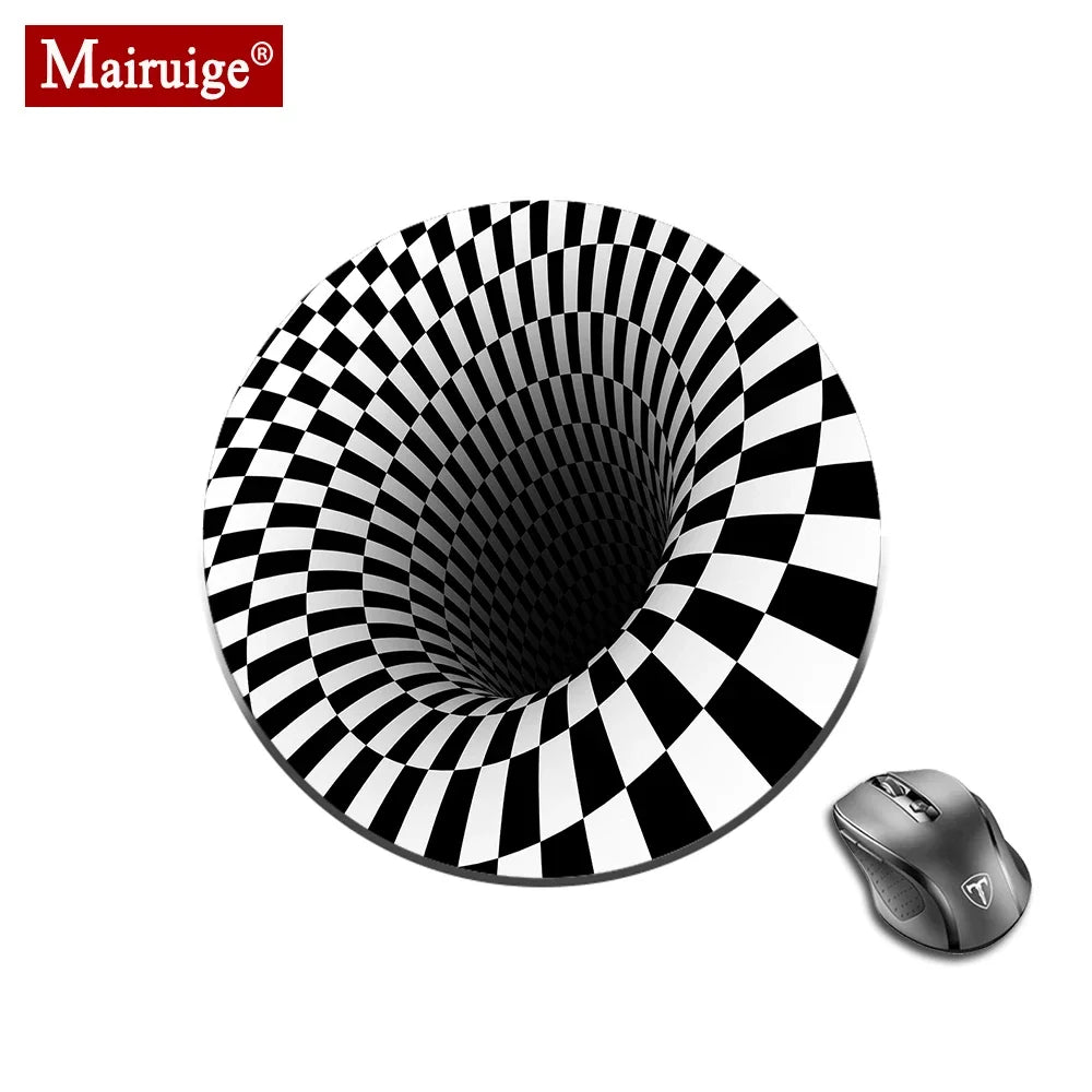 tapis souris moderne carré géométrique spirale optique noir blanc adhésif gaming desk 220*220*2mm 200*200*2mm